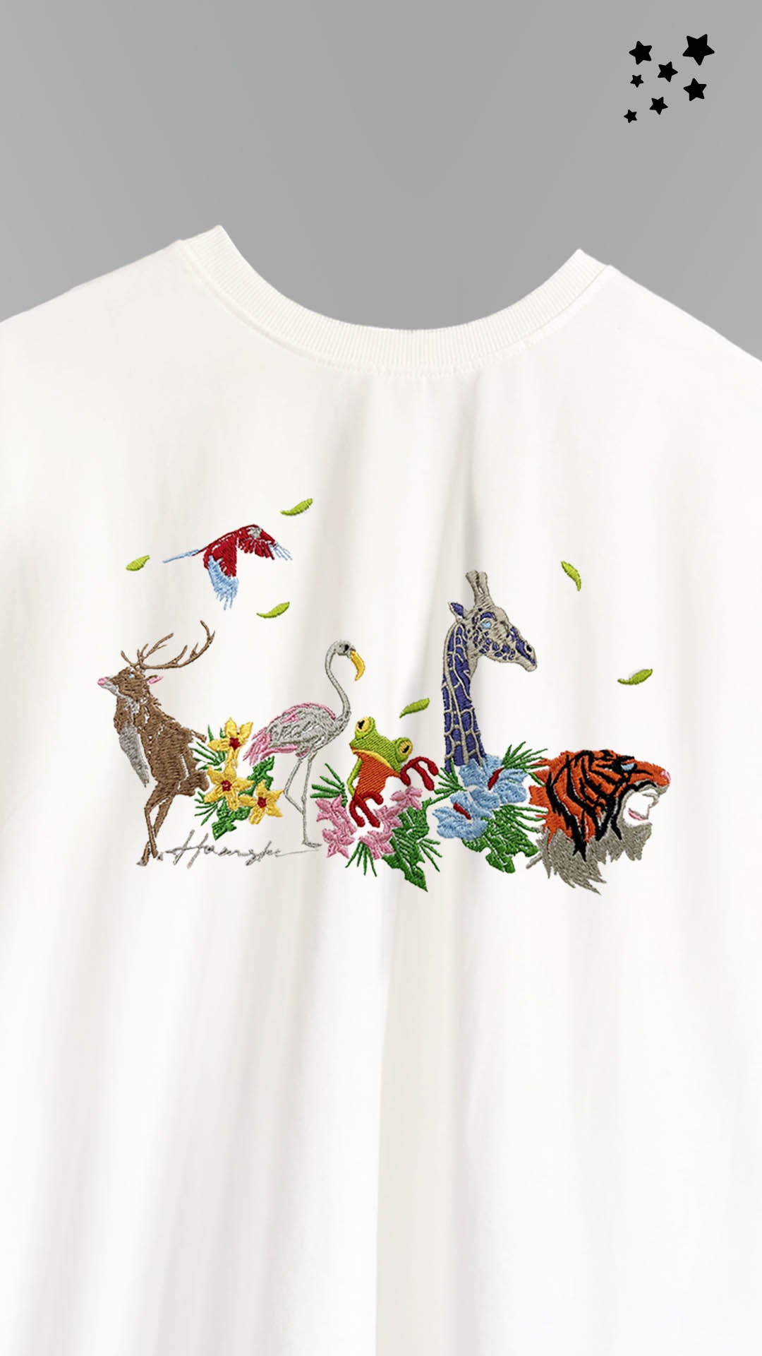 Jungle Biodiversity Embroidery T-shirt - White