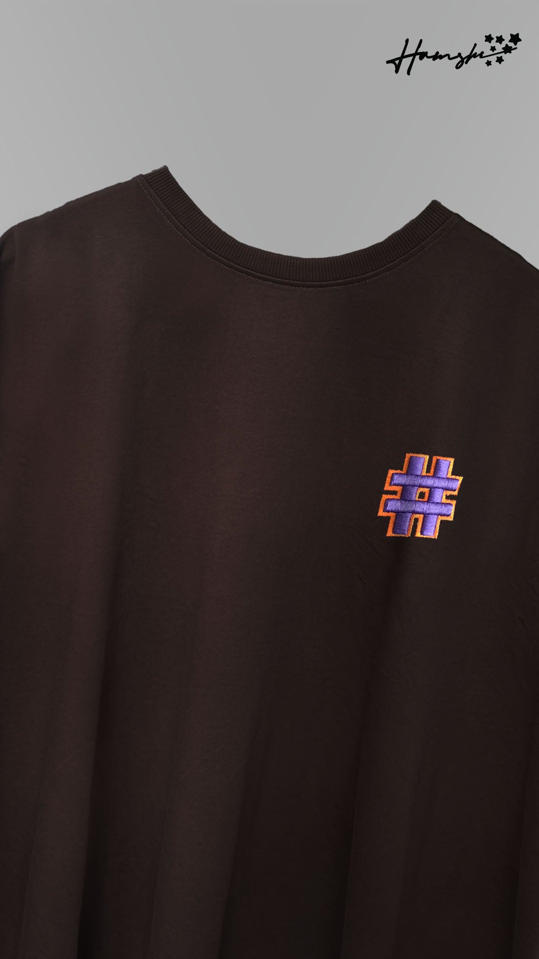Hash 3D Embroidery T-shirt - Brown