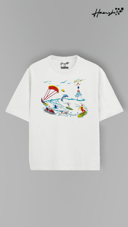 Sea Surfers Embroidery T-shirt - White