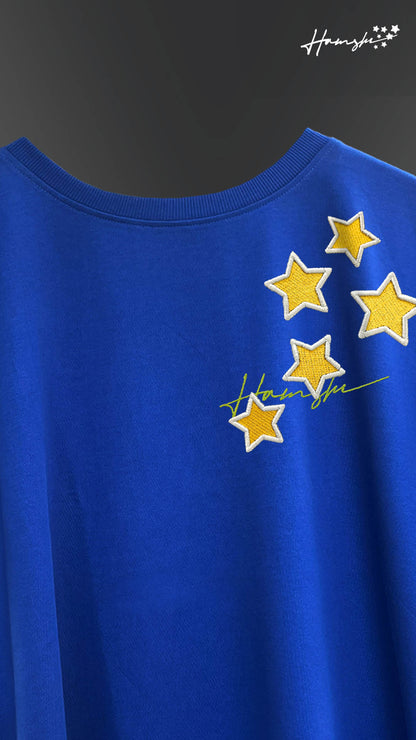 Stars 3D Embroidery T-shirt - Blue