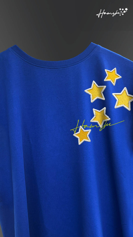 Stars 3D Embroidery T-shirt - Blue