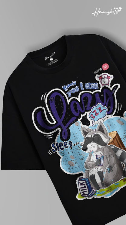 Lazy Fox Print T-shirt - Black