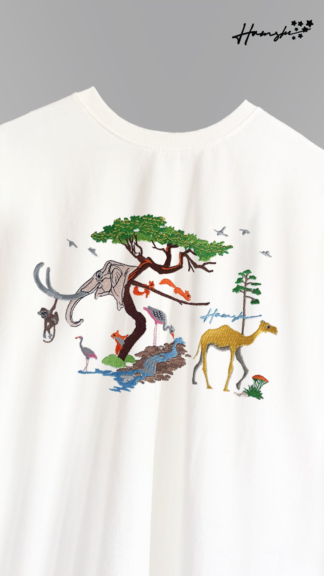 Animals Embroidery T-shirt - White