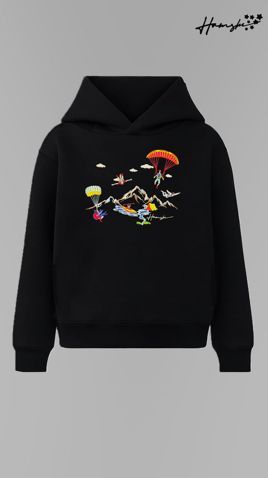Mountaineer Embroidery Hoodie - Black