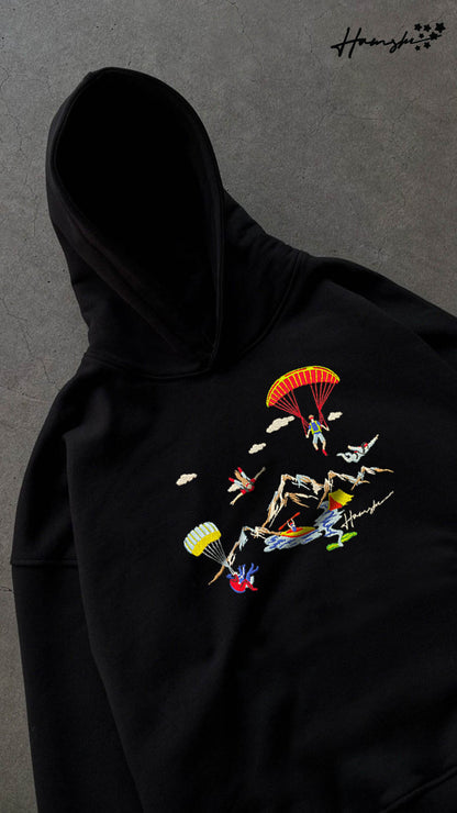 Mountaineer Embroidery Hoodie - Black