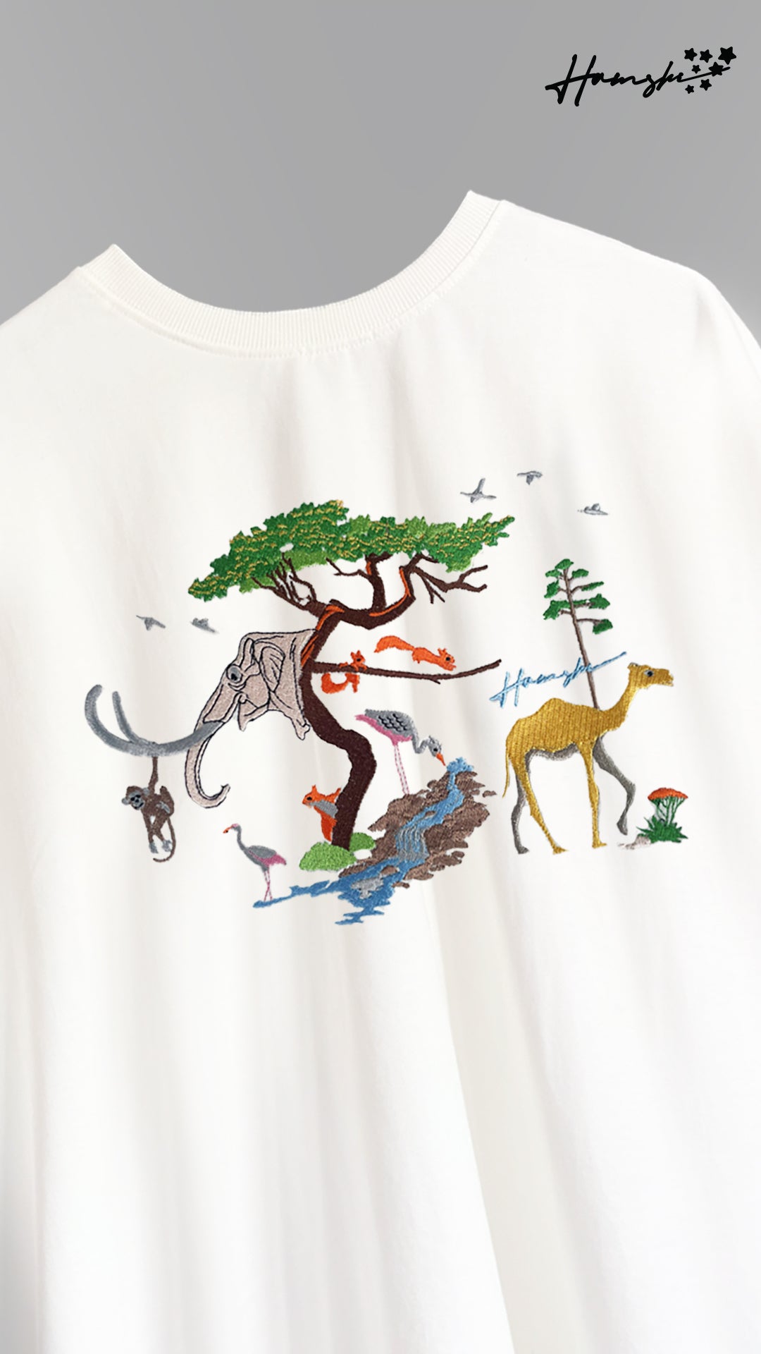Animals Embroidery T-shirt - White
