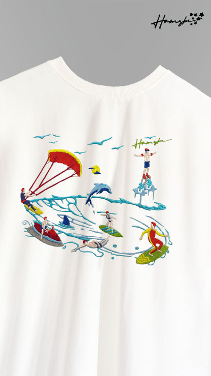 Sea Surfers Embroidery T-shirt - White