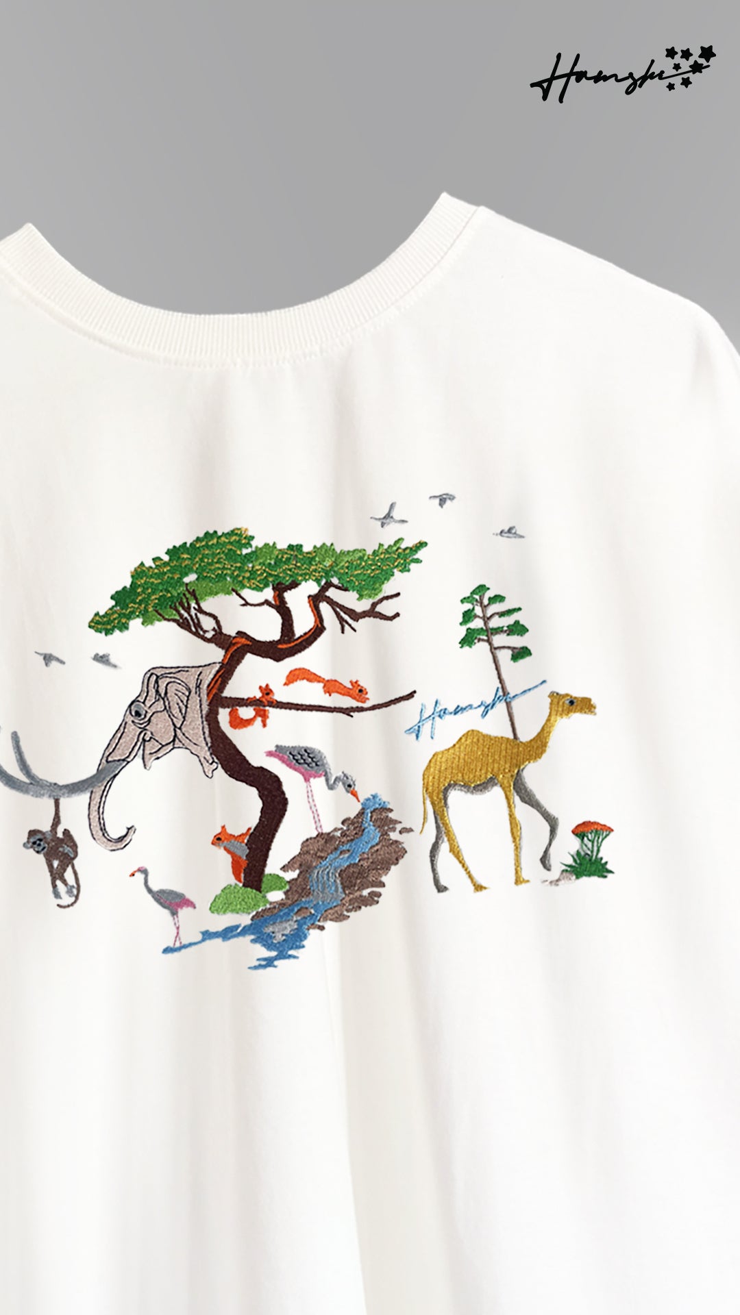 Animals Embroidery T-shirt - White