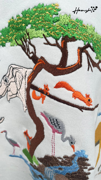 Animals Embroidery T-shirt - White