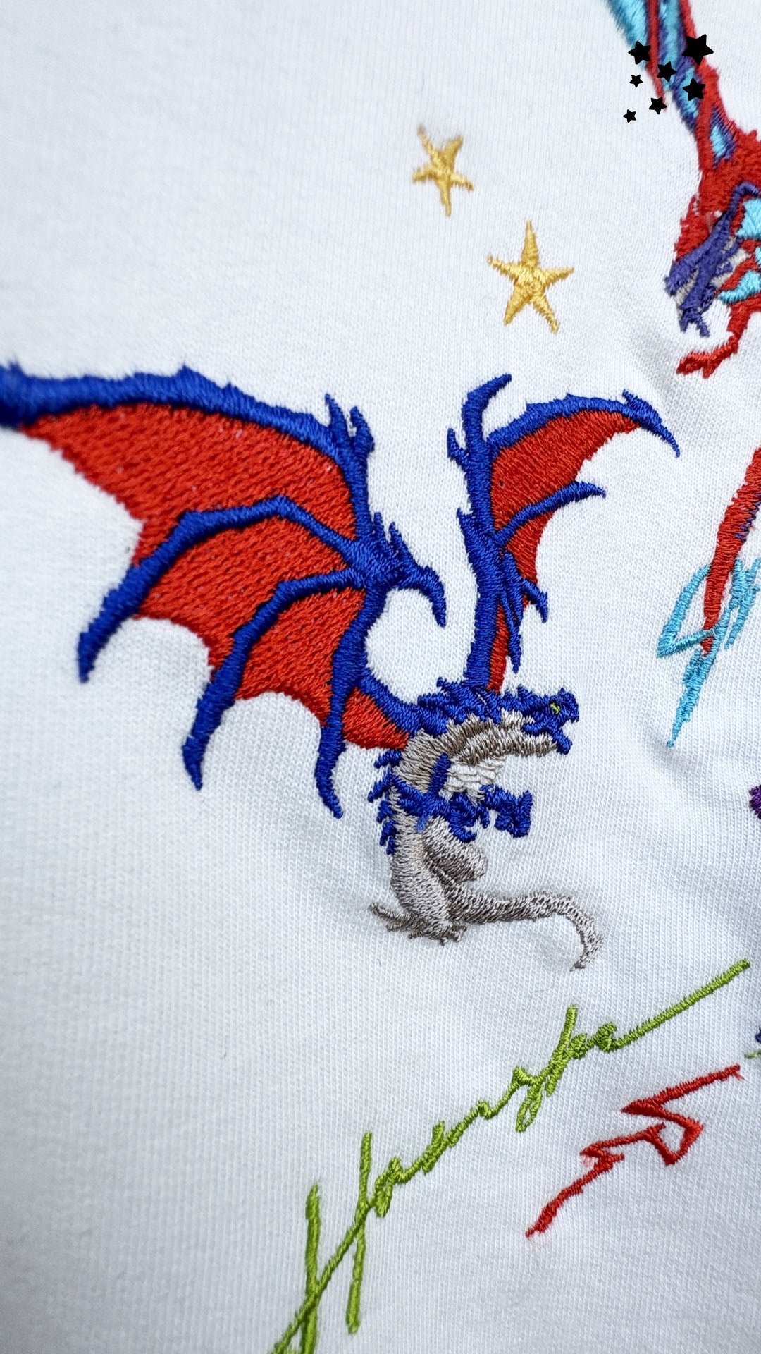 Dragons Fire Embroidery T-shirt - White
