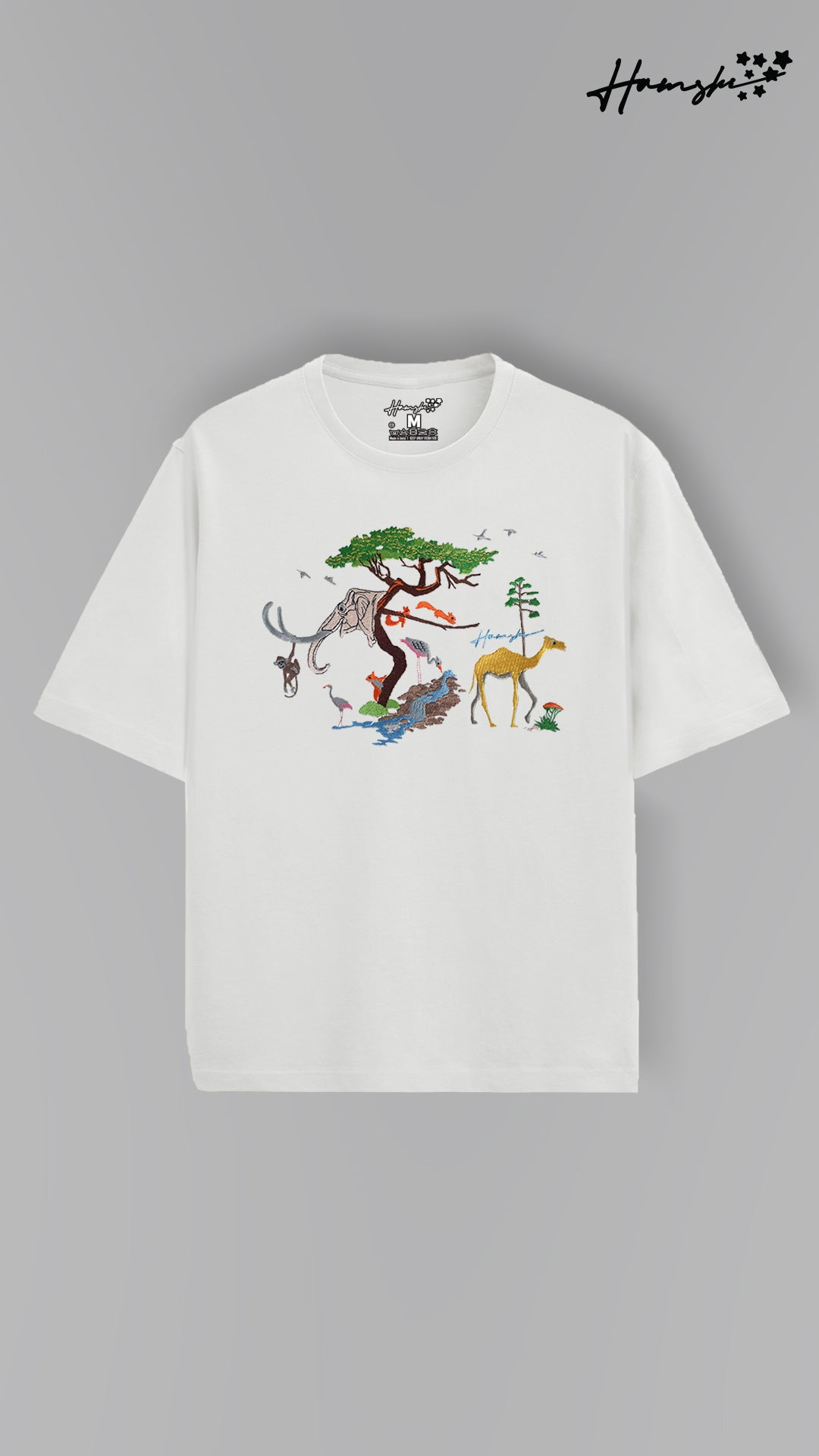 Animals Embroidery T-shirt - White
