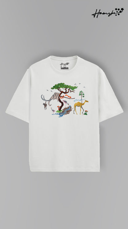 Animals Embroidery T-shirt - White