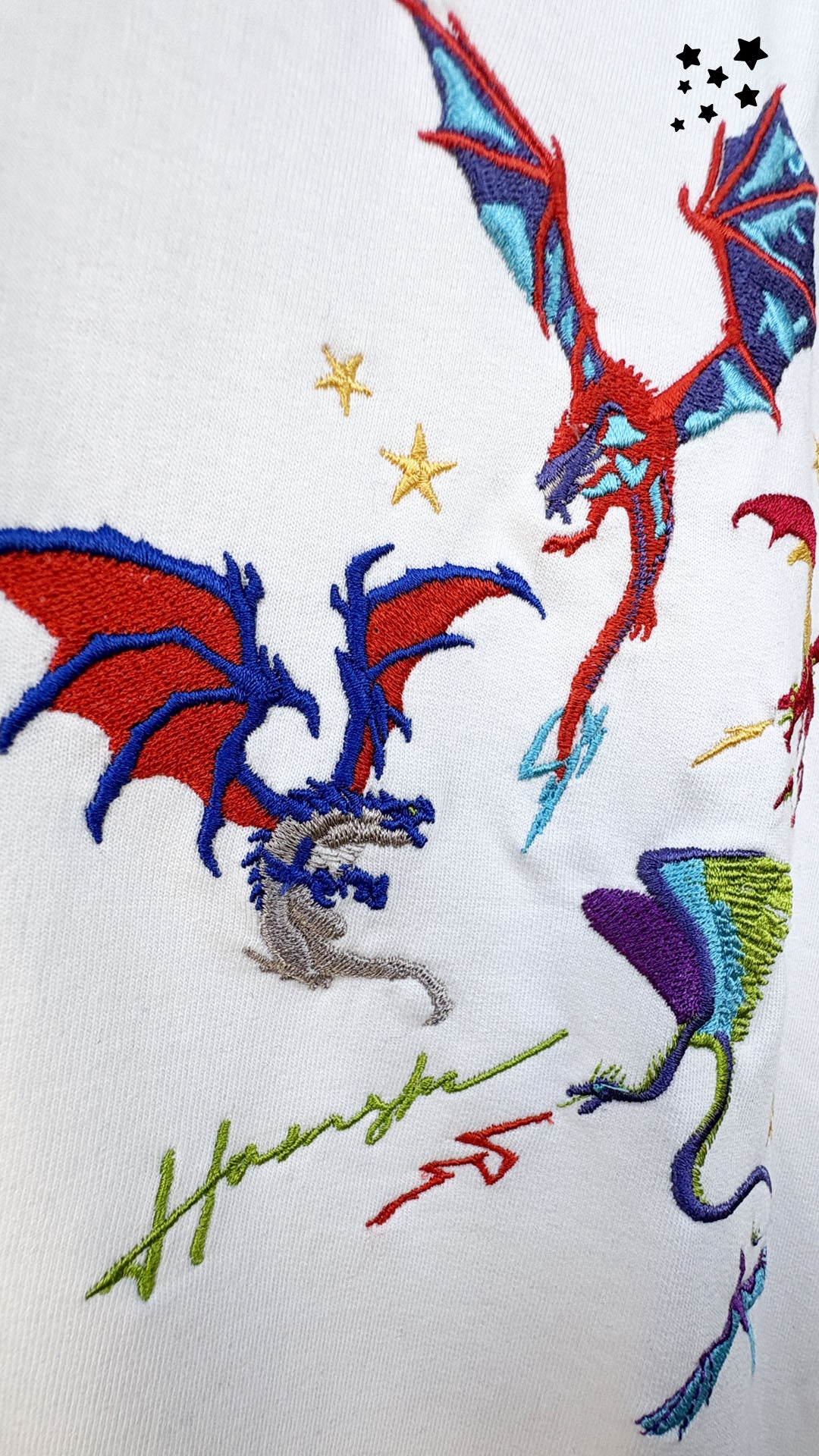 Dragons Fire Embroidery T-shirt - White