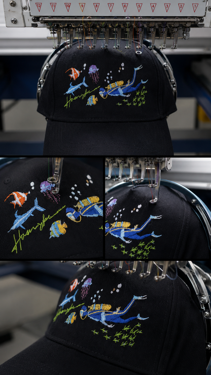 Scuba Embroidery Cap - Black