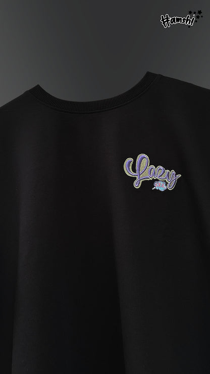 Lazy -3D Embroidery T-shirt - Black