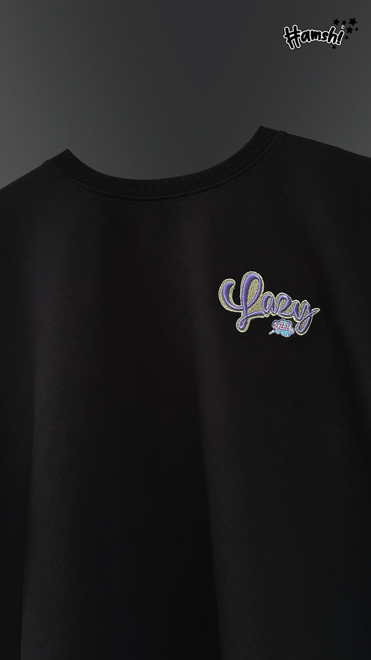 Lazy -3D Embroidery T-shirt - Black