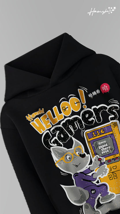 Gamer Graphic Print Hoodie - Black