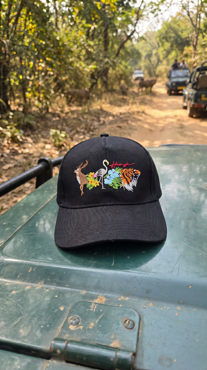 Jungle Embroidery Cap - Black