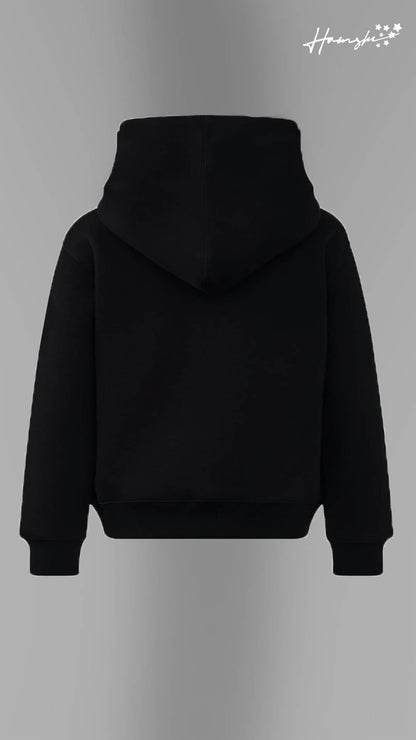 Planes Strike Embroidery Hoodie - Black