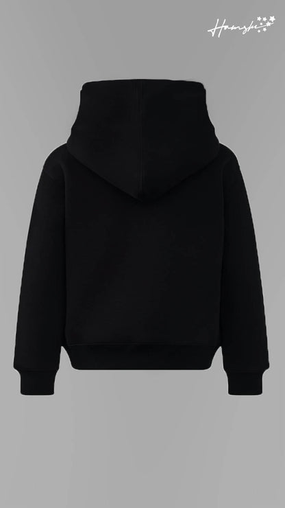 Fire Dragon Embroidery Hoodie - Black