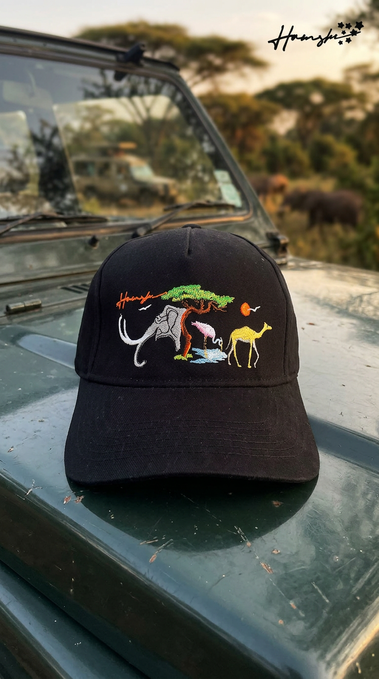 Animals Life Embroidery Cap - Black