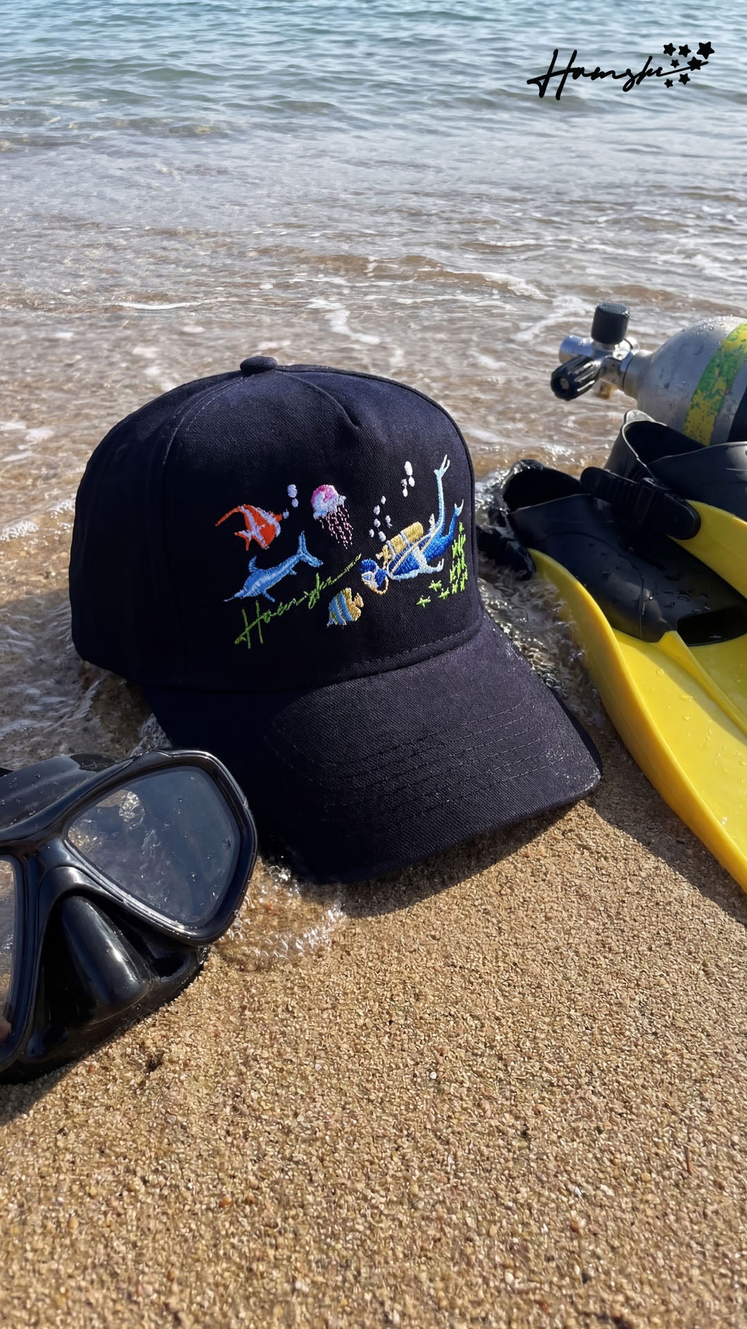 Scuba Embroidery Cap - Black
