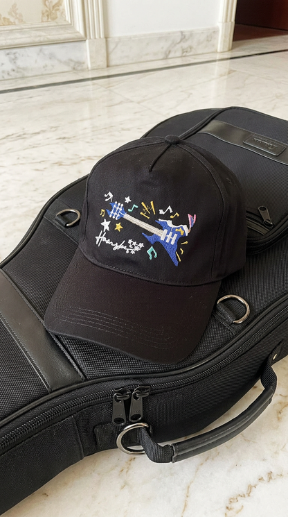 Music Embroidery Cap - Black