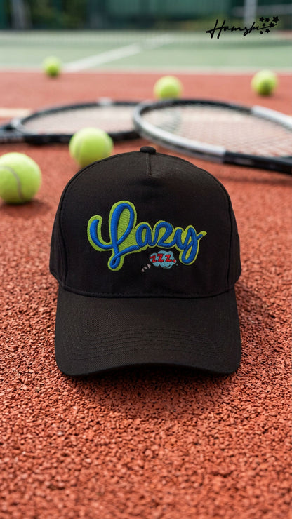 Lazy 3D Embroidery Cap - Black