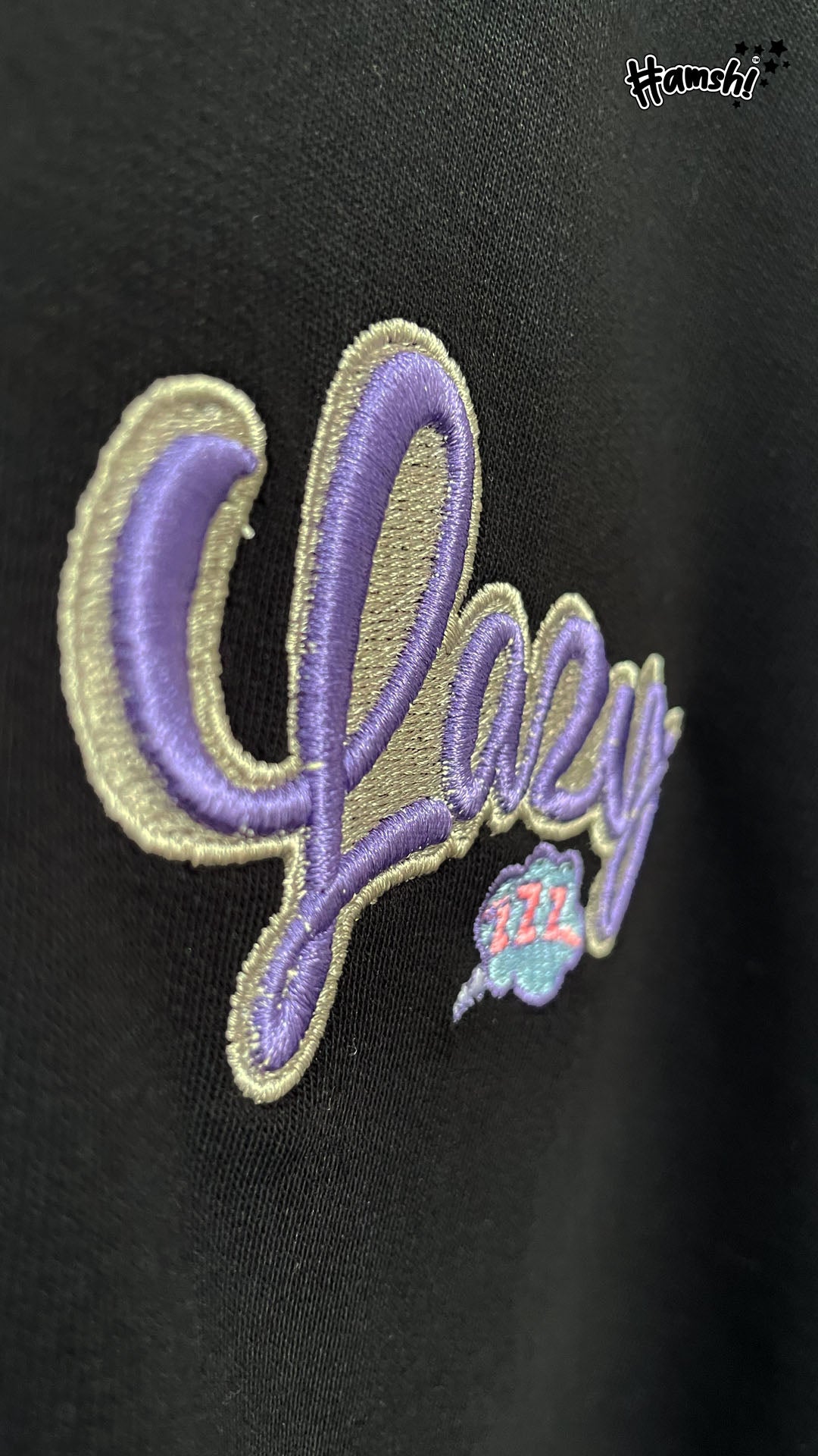 Lazy -3D Embroidery T-shirt - Black