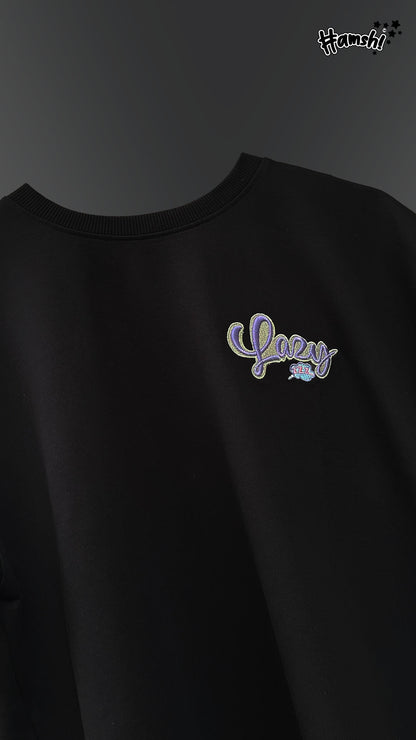 Lazy -3D Embroidery T-shirt - Black