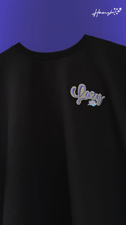Lazy -3D Embroidery T-shirt - Black
