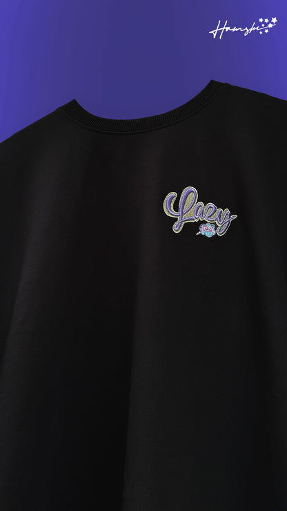 Lazy -3D Embroidery T-shirt - Black