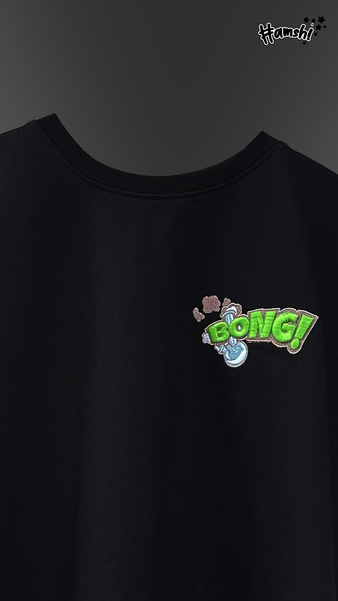 Bong -3D Embroidery T-shirt - Black