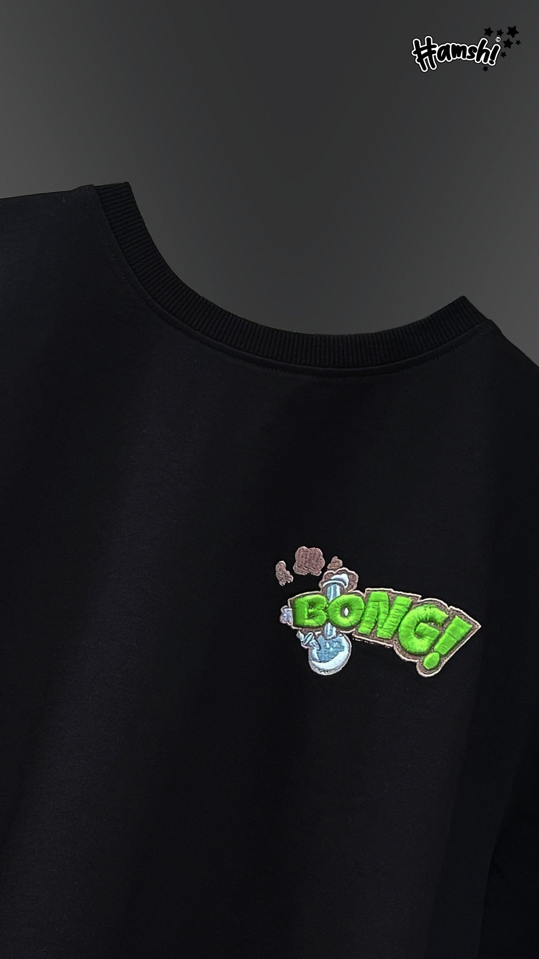 Bong -3D Embroidery T-shirt - Black