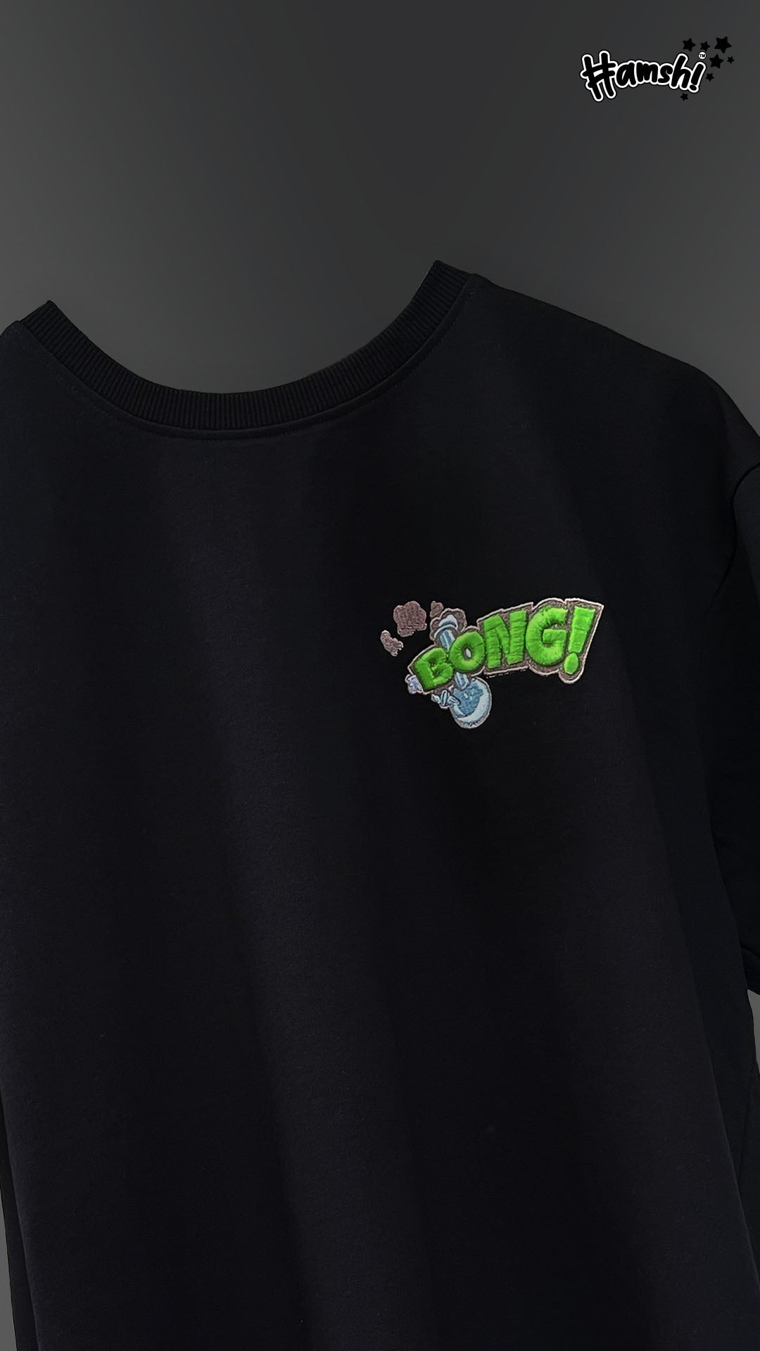 Bong -3D Embroidery T-shirt - Black