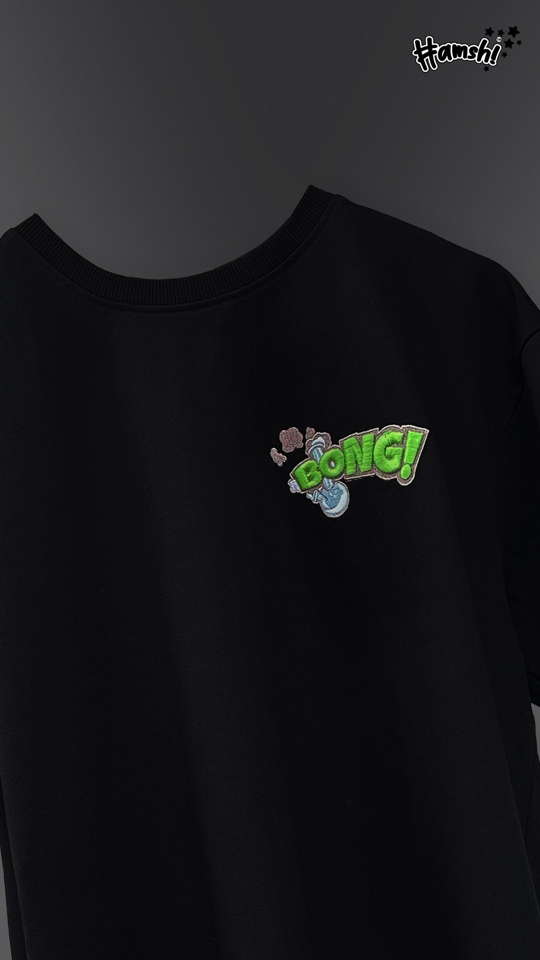 Bong -3D Embroidery T-shirt - Black