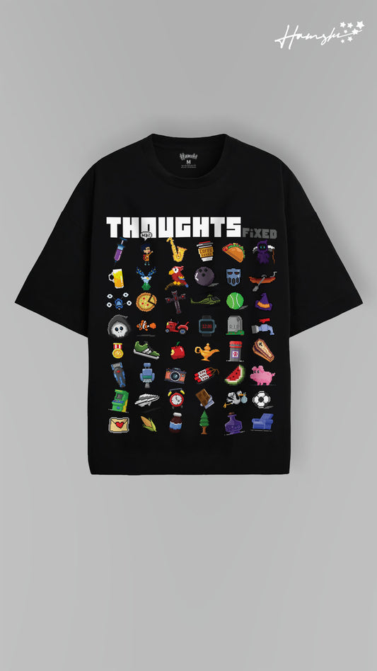 Thoughts Fix Print T-shirt - Black
