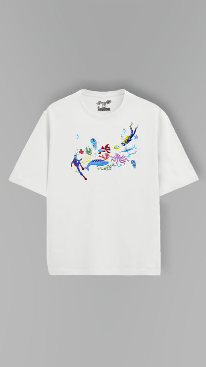Scuba Divers Embroidery T-shirt - White
