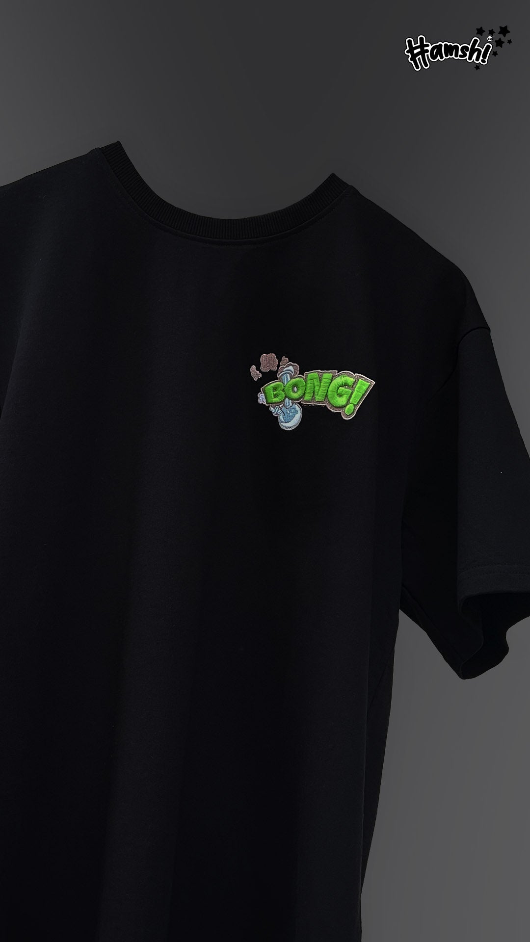 Bong -3D Embroidery T-shirt - Black