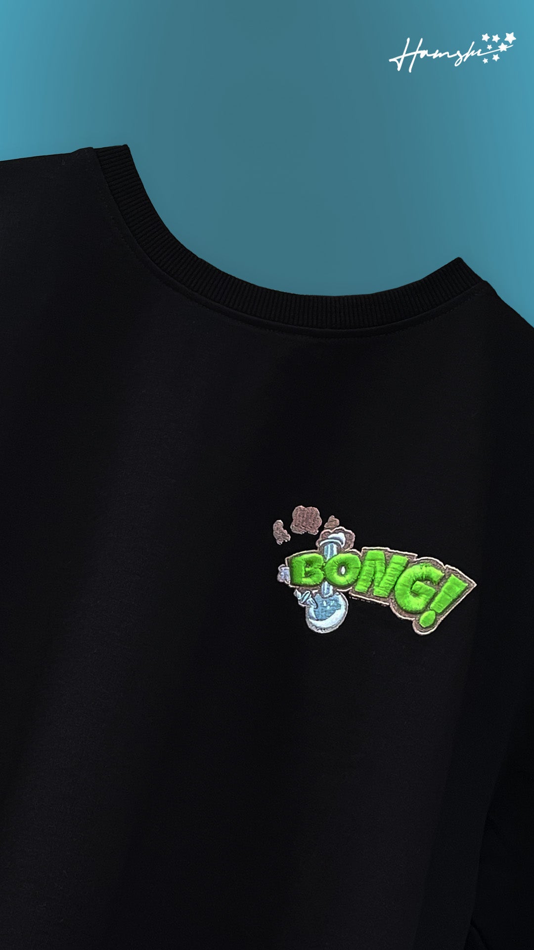 Bong -3D Embroidery T-shirt - Black