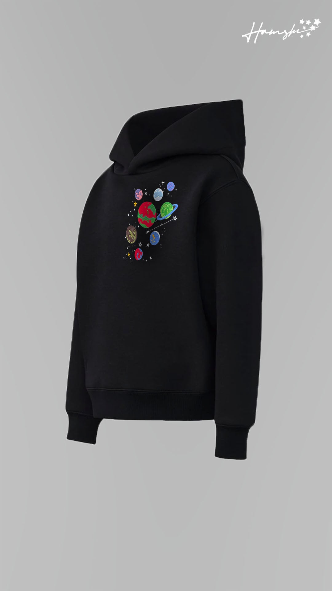 Galaxy Embroidery Hoodie - Black