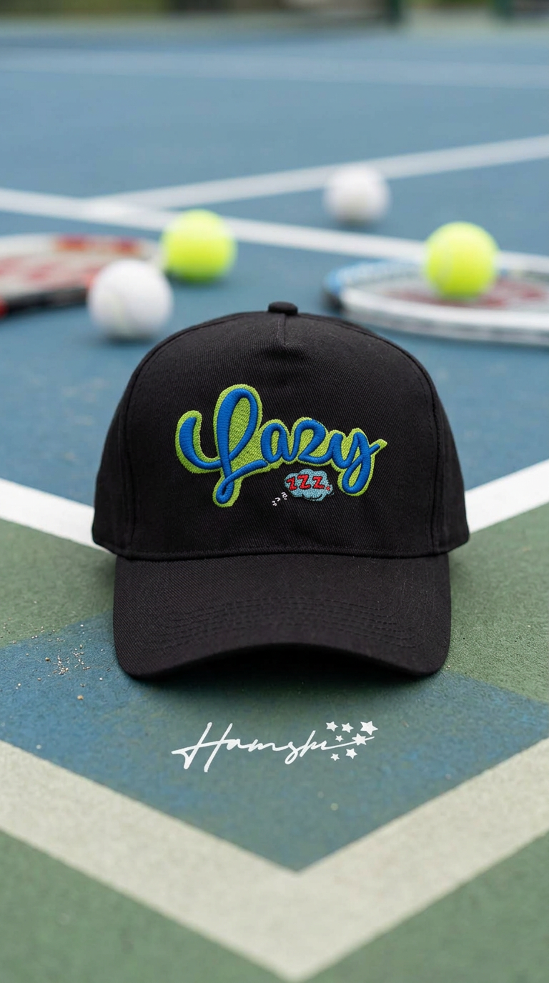 Lazy 3D Embroidery Cap - Black