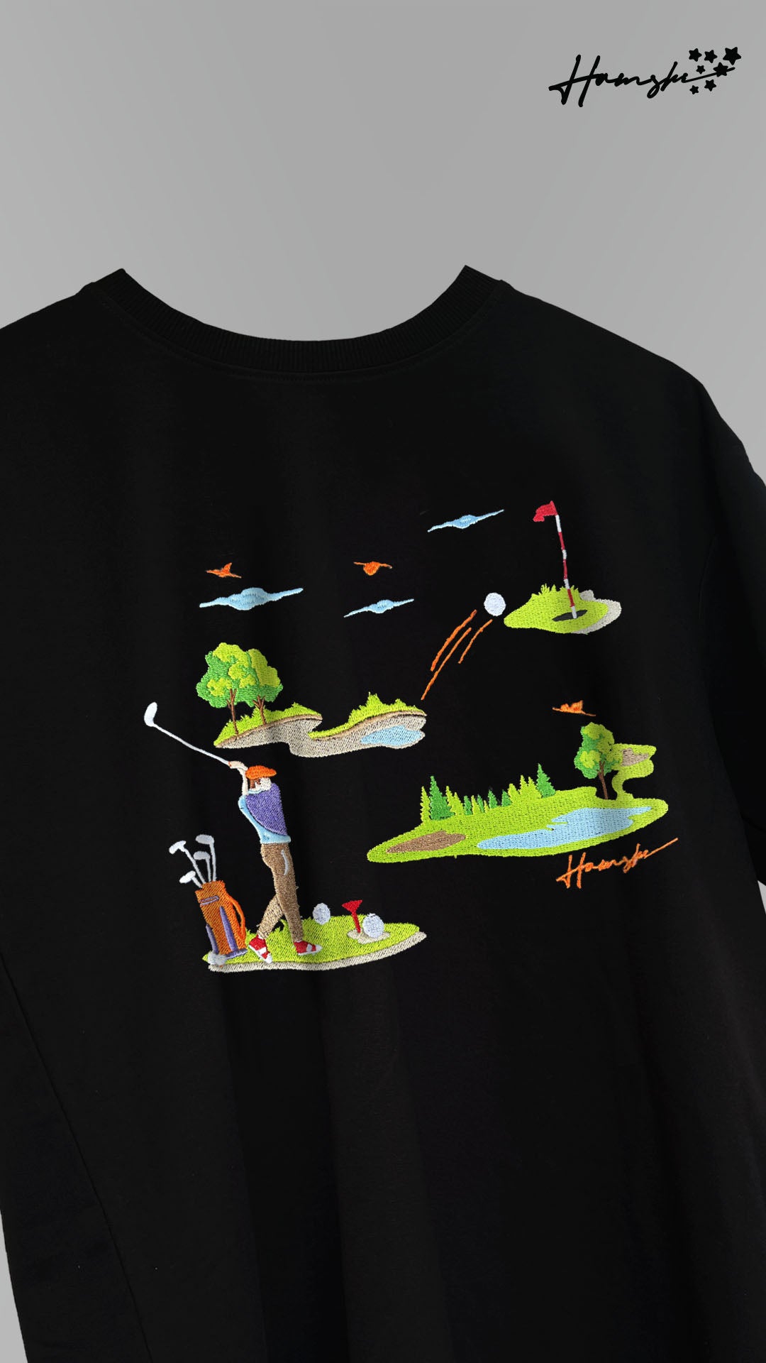 Golf Embroidery T-shirt - Black