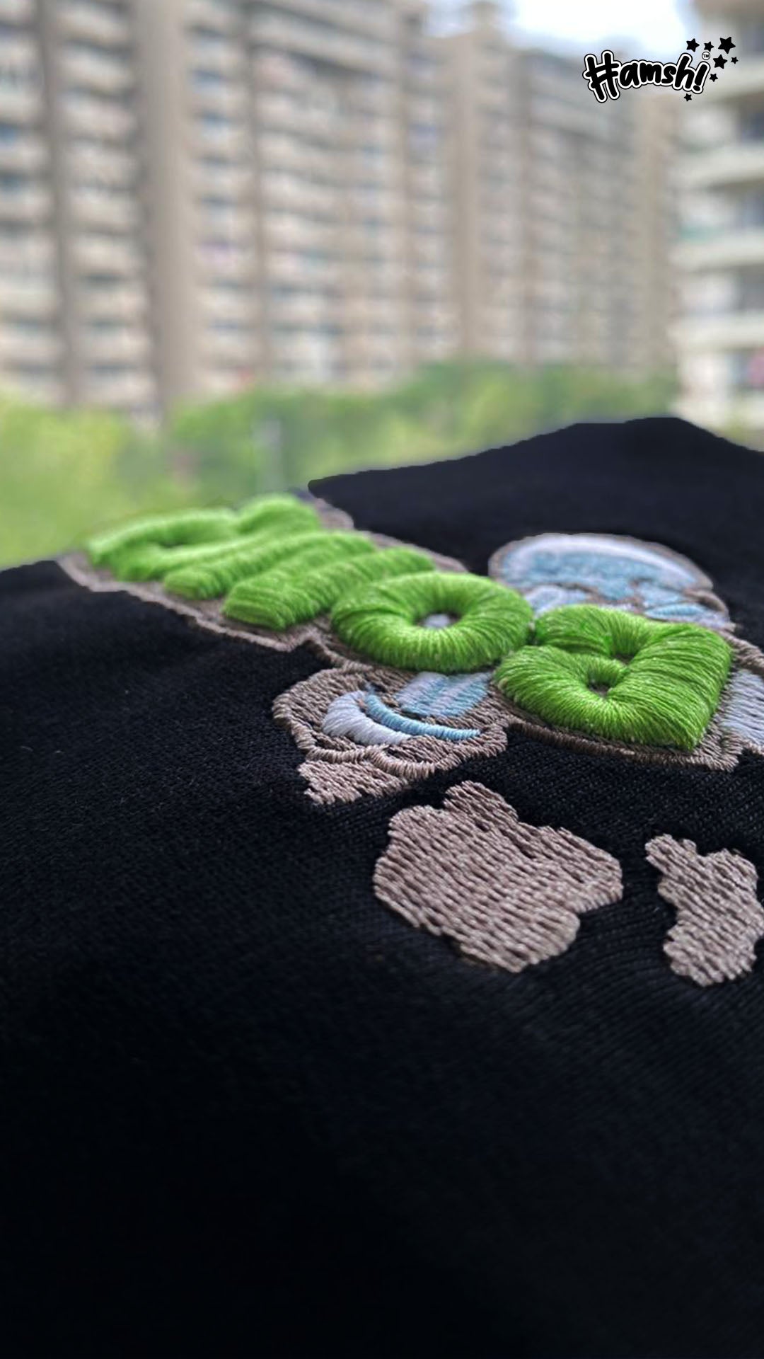 Bong -3D Embroidery T-shirt - Black