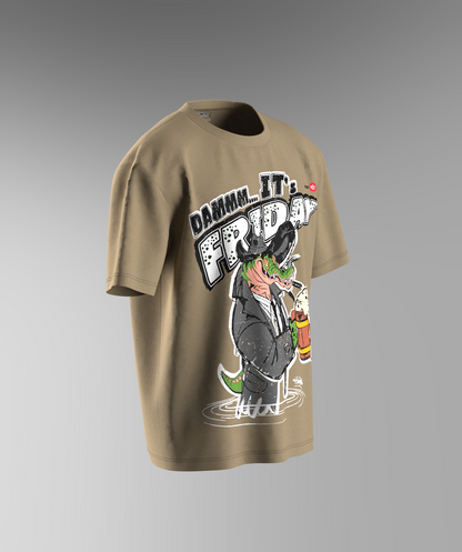 Its Friday Print T-shirt - Beige