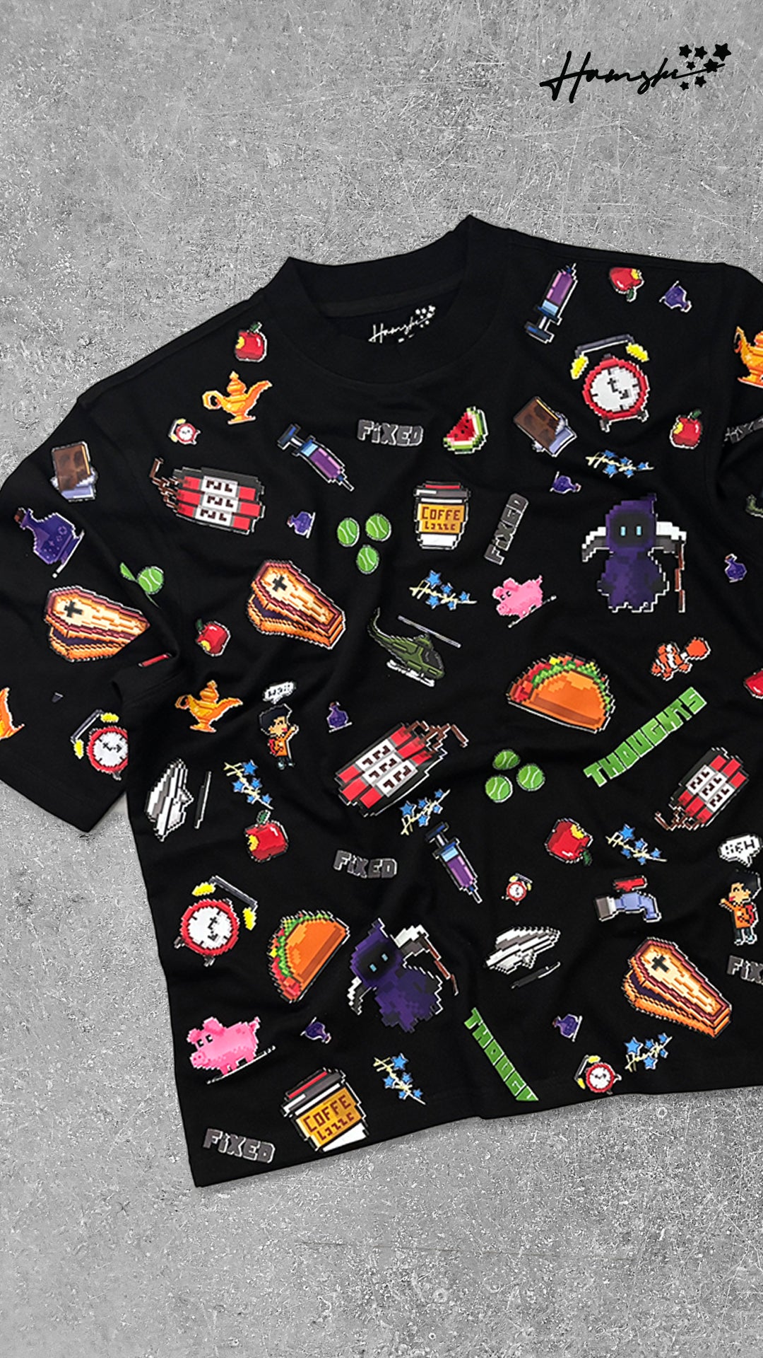 Emojis All Over Print T-shirt - Black