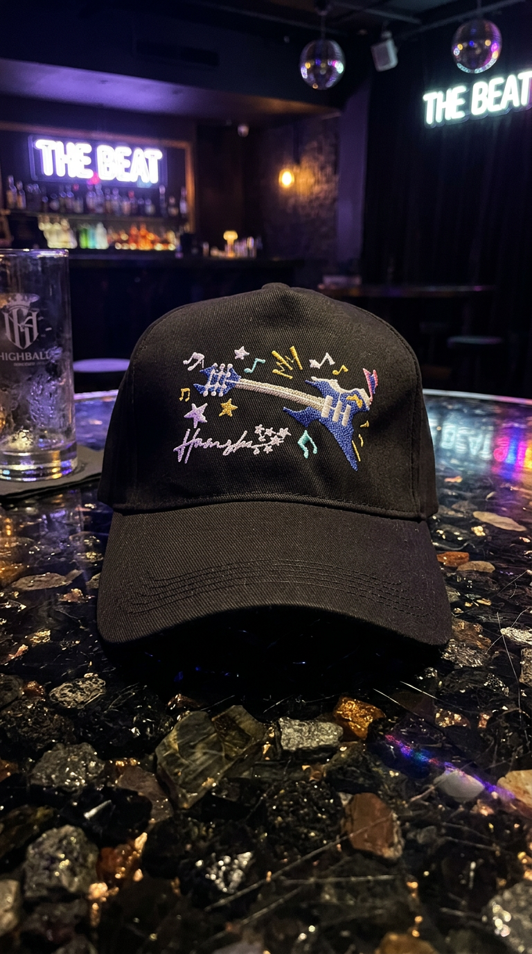 Music Embroidery Cap - Black