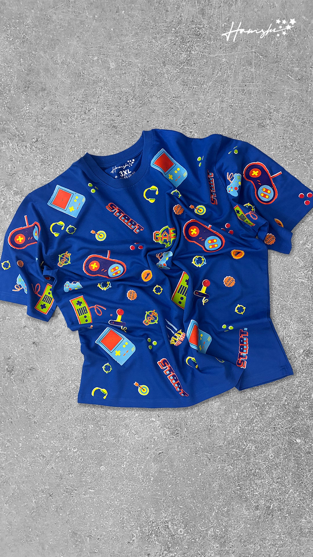 Retro Gaming All Over Print T-shirt -Blue