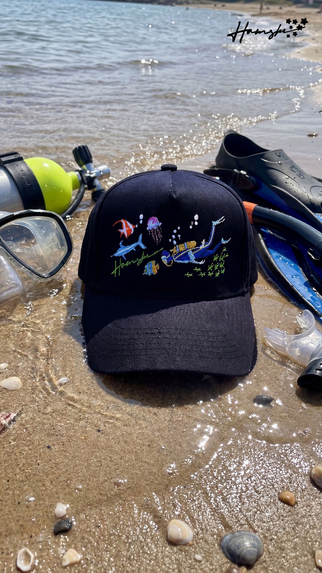 Scuba Embroidery Cap - Black