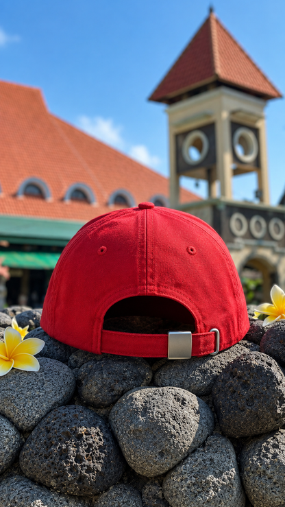 World Map Embroidery Cap - Red